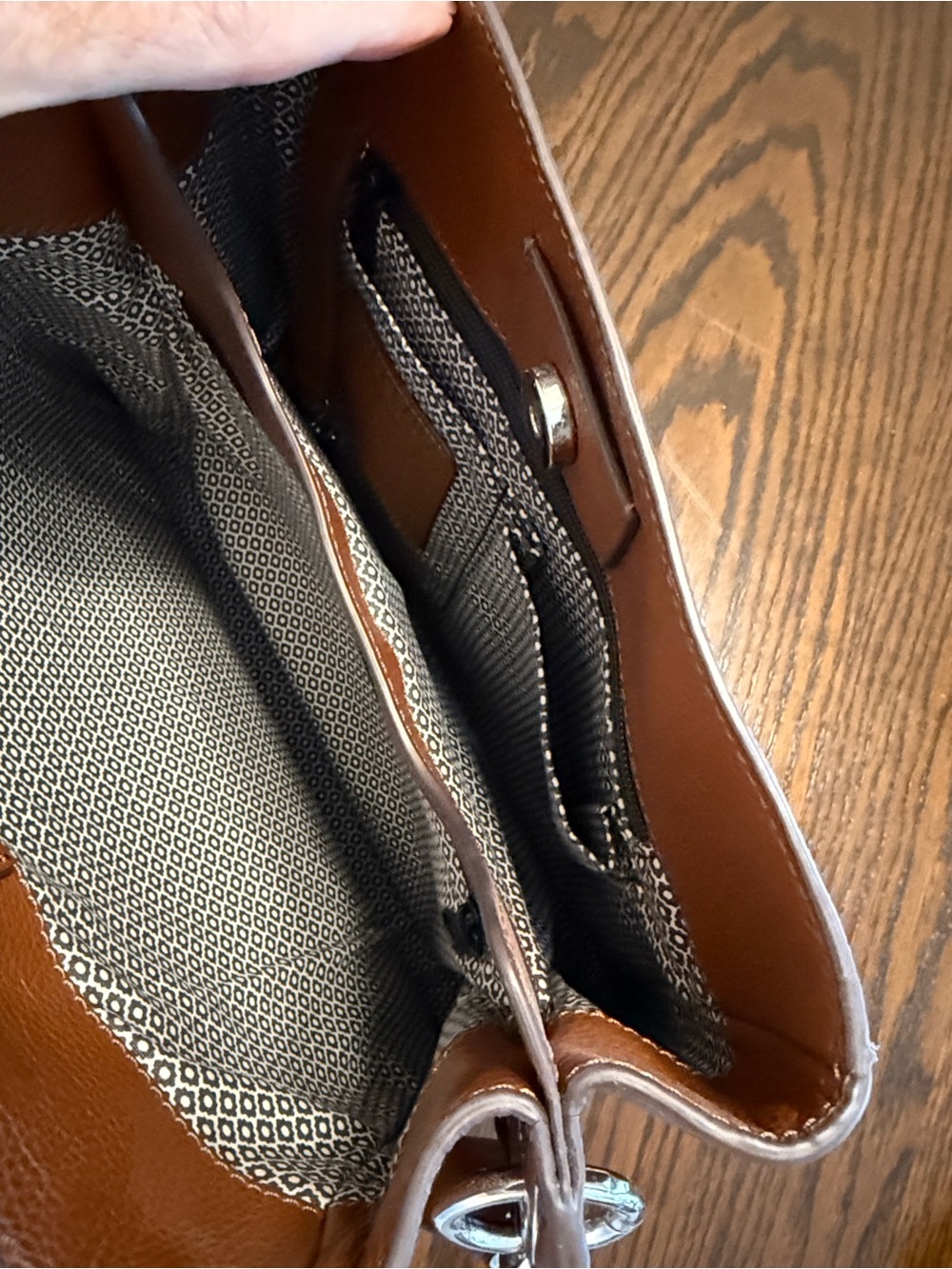 Brighton Bourbon color Leather Crossbody with Woven Trim - Picture 4 of 7